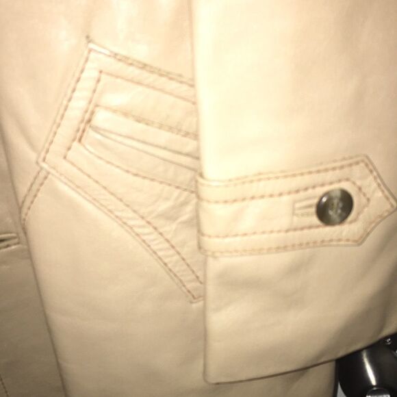 MacGregor Import Huggy Bear belted Creme color leather jacket coat retro smooth - Picture 2 of 7